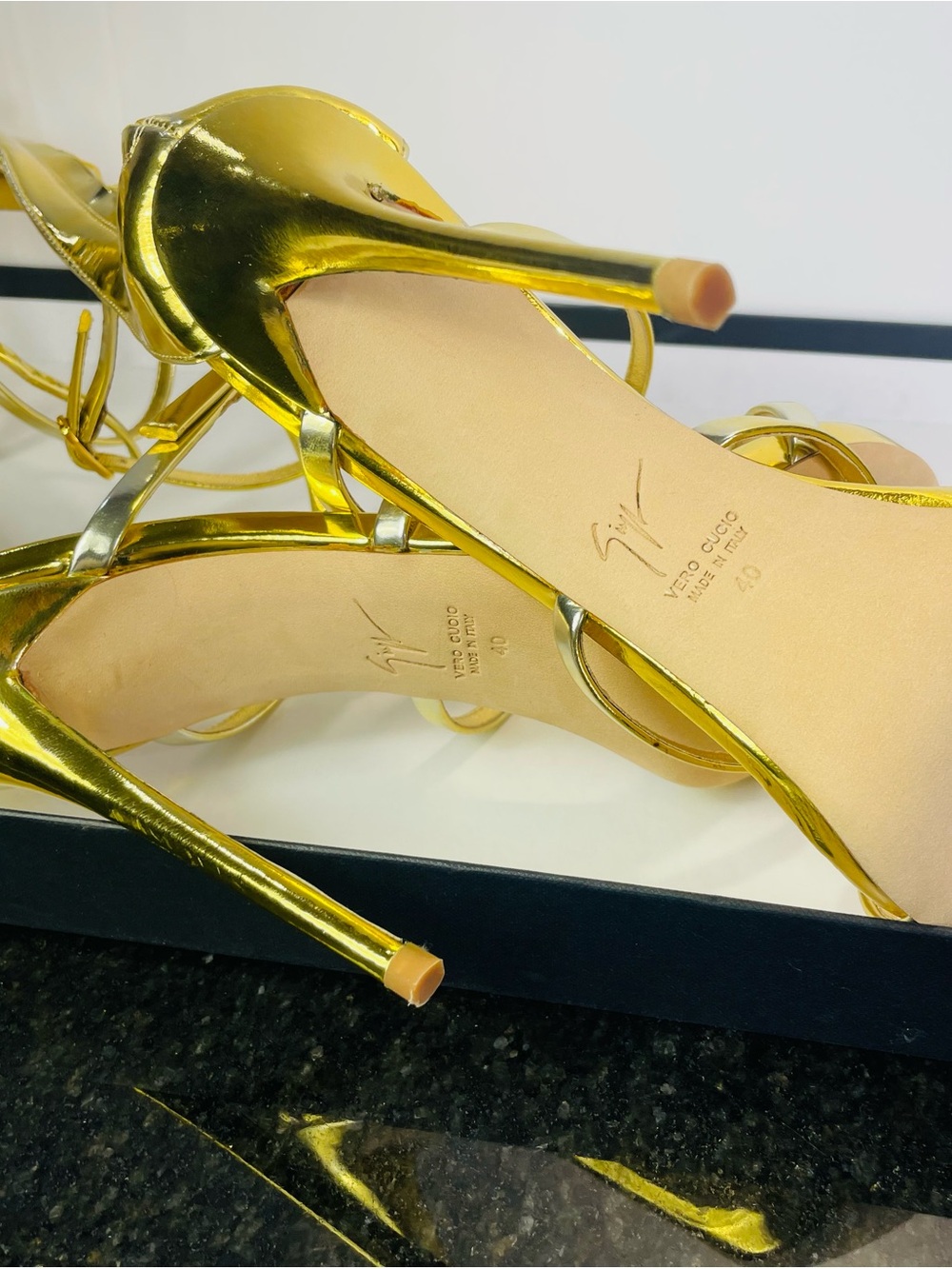 Giuseppe Zanotti Gold Gladiator Knee-High Strappy Stiletto Boots - Picture 6 of 11